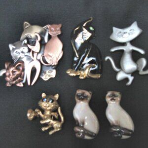 VINTAGE CAT PIN COLLECTION, AVON, JJ, K & T... ADORABLE CATS FOR ANY OCCASION